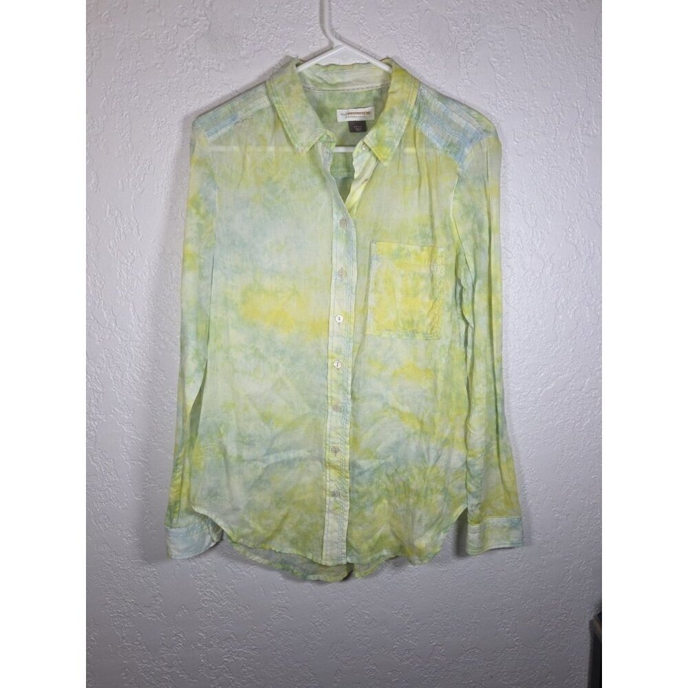 Pilcro Anthropologie Womens Tie-Dye Cotton Long Sleeve Button-Down Shirt Small